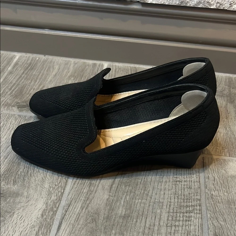 Adrienne Vittadini Black Wedge Shoes